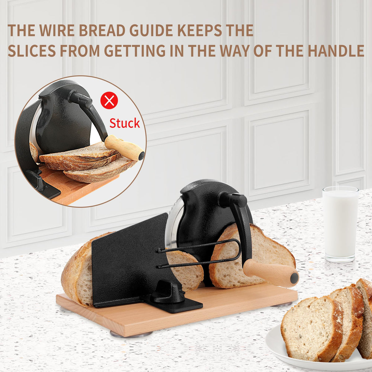 CAWIU sourdough bread slicer featuring stainless steel blade for smooth cuts