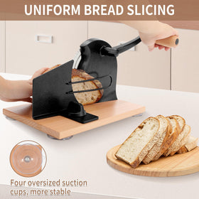 CAWIU bread slicer with metal wire guide preventing crust crushing