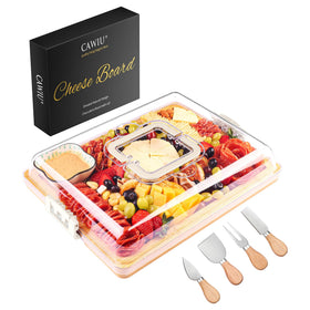 CAWIU bamboo charcuterie board with lid and handle for secure travel