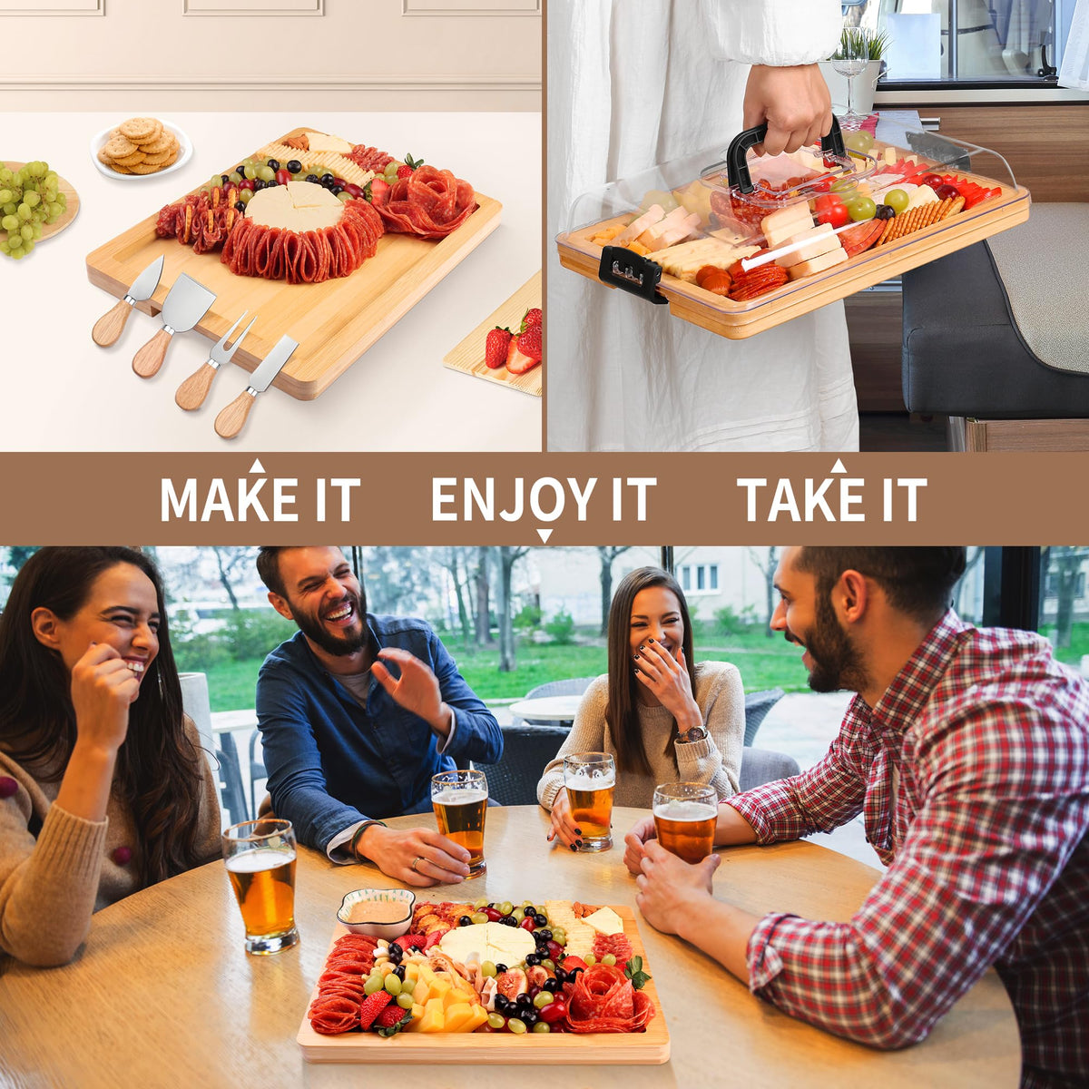 CAWIU cheese tools set included for easy prep and serving at gatherings