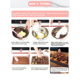 Square mold feature allows mini cakes or small pizzas in one tray.
