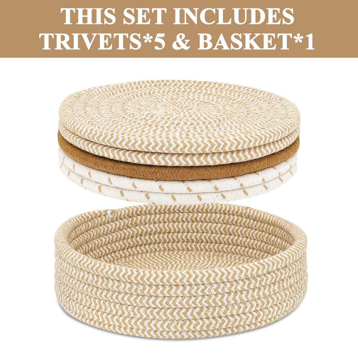 Cazzon trivets four-piece pack elegantly coordinates with farmhouse kitchens