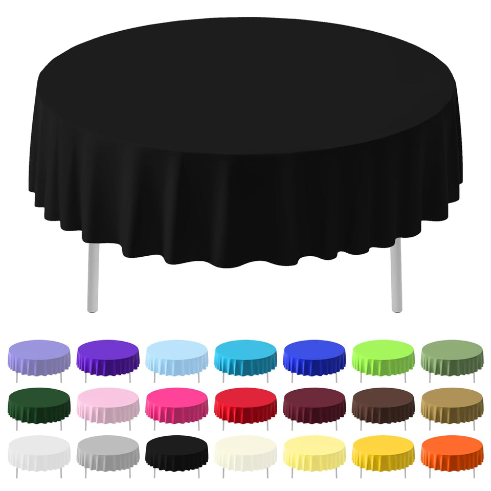 CC-SLZP round tablecloth 84-inch for stylish outdoor dining and quick cleanup.