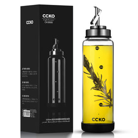 CCKO glass olive oil dispenser bottle with clear borosilicate glass for durable storage.