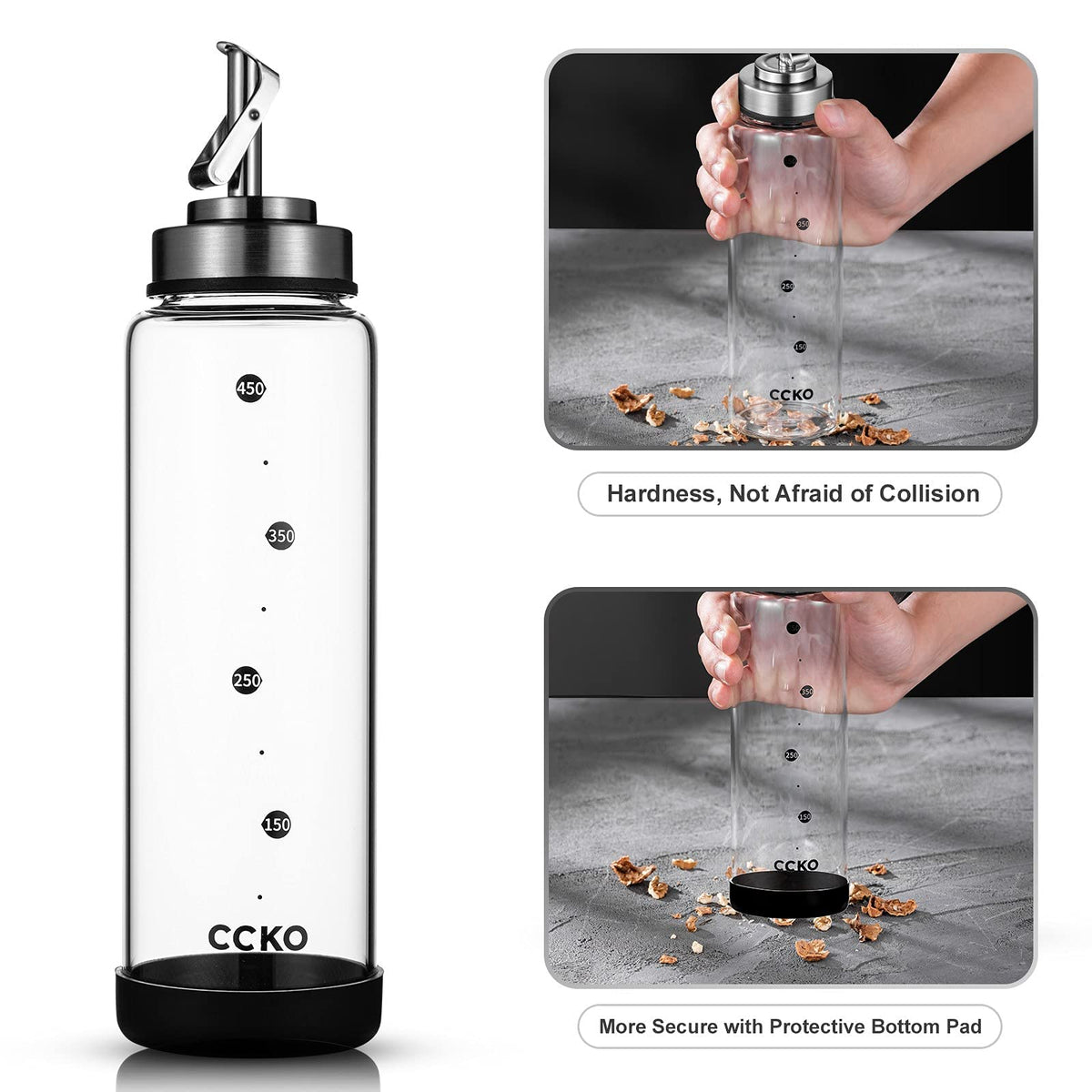 CCKO leak-proof cap with silicone seal maintains freshness.