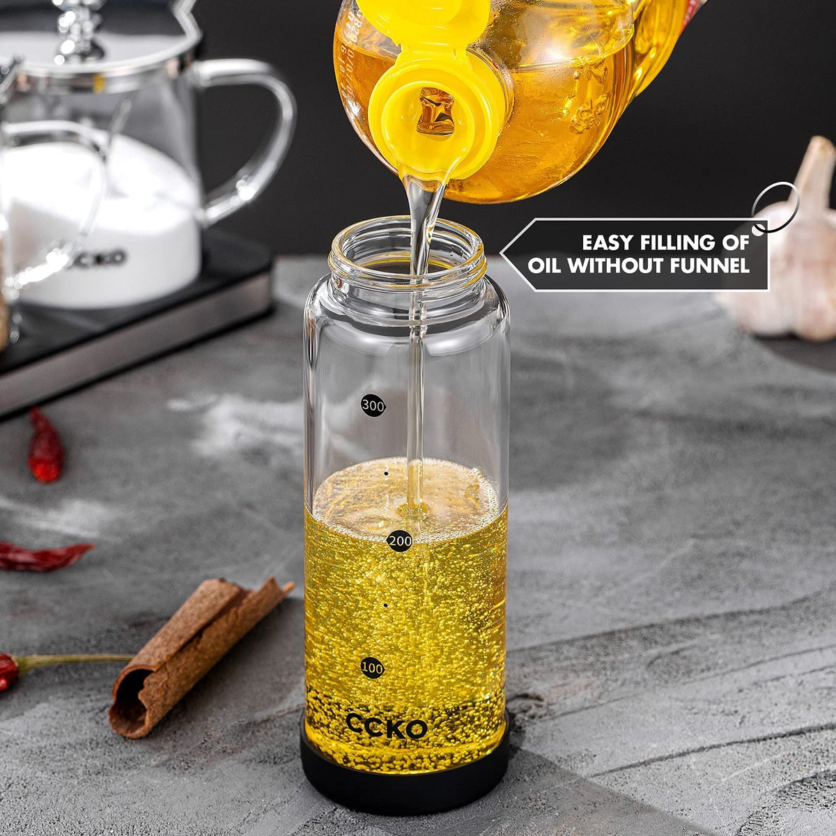 CCKO wide-mouth opening for easy cleaning and refilling.