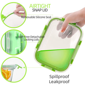 C CREST borosilicate glass container offers clear visibility for meal planning.