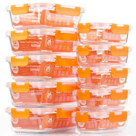 C CREST freezer-safe glass containers for long-term food storage.
