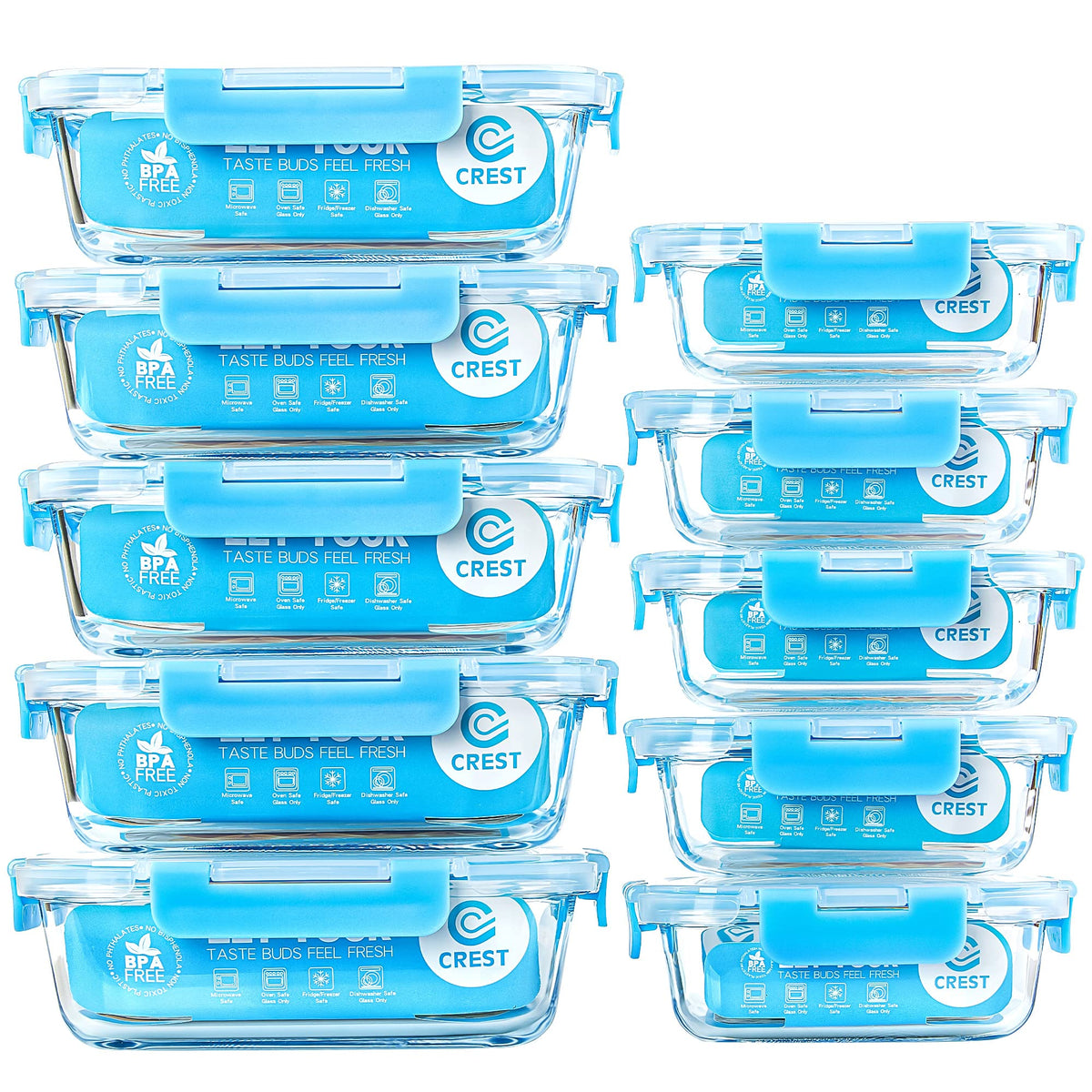 C CREST glass meal prep container set with 10-pack for organized meals at home