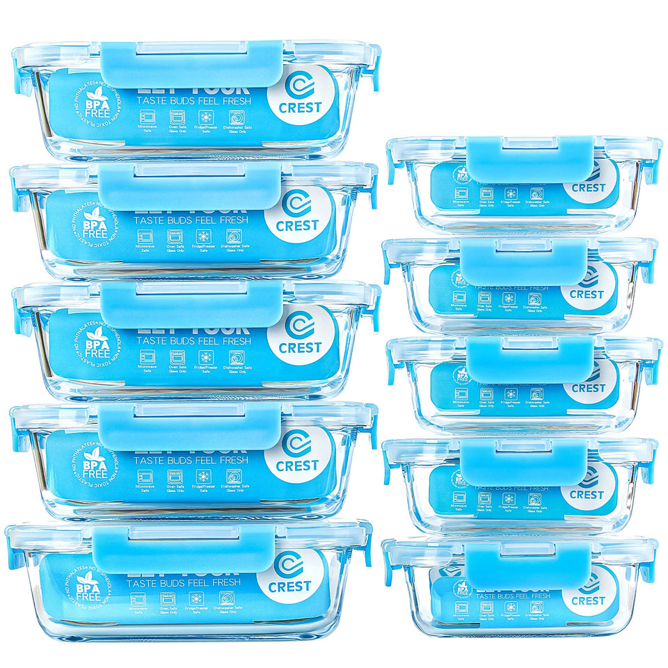C CREST glass meal prep container set with 10-pack for organized meals at home