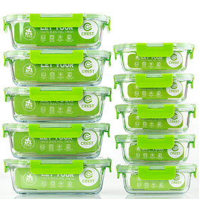 C CREST glass meal prep container set with airtight lids keeps leftovers fresh.