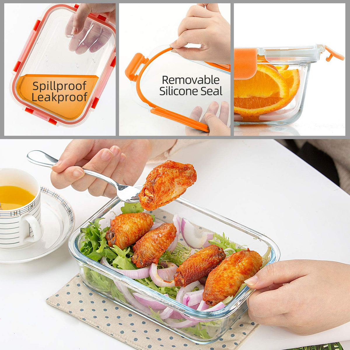 C CREST oven-safe glass container withstands high heat for versatile cooking and reheating.