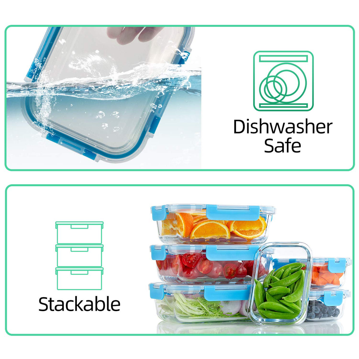 C CREST stackable glass containers saving kitchen space