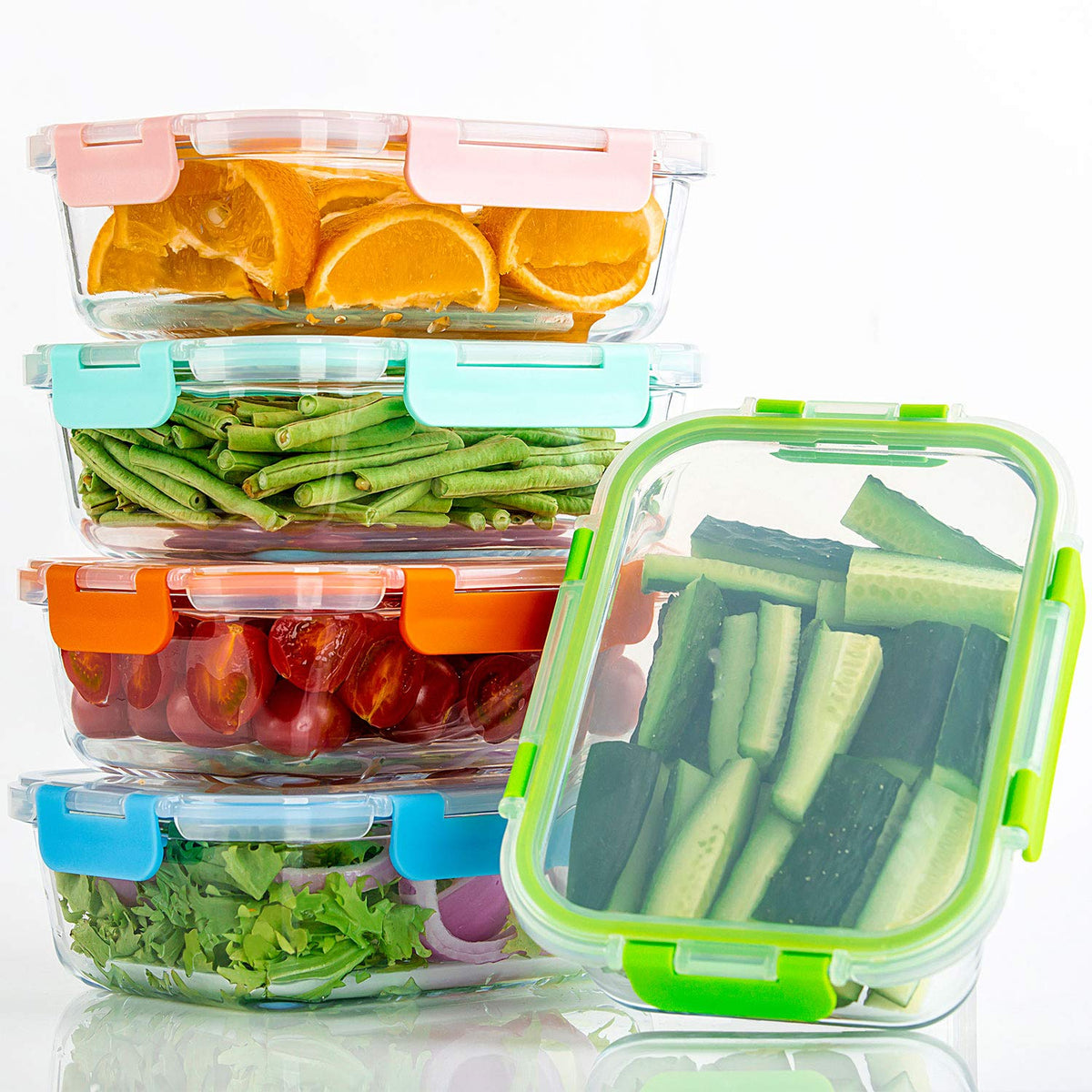 C CREST color-matched lids and containers for easy color-coding at home.
