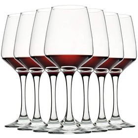 C Crest wine glasses 8-pack 12oz show ample capacity for generous pours.
