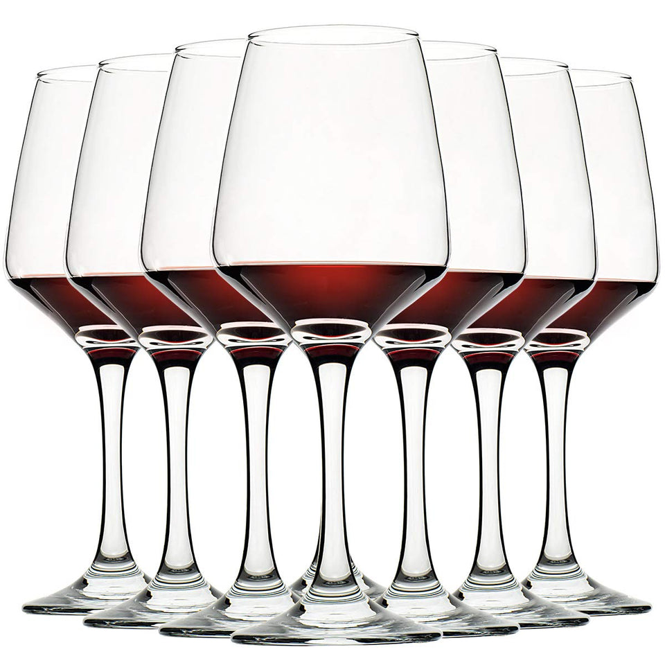 C Crest wine glasses 8-pack 12oz show ample capacity for generous pours.