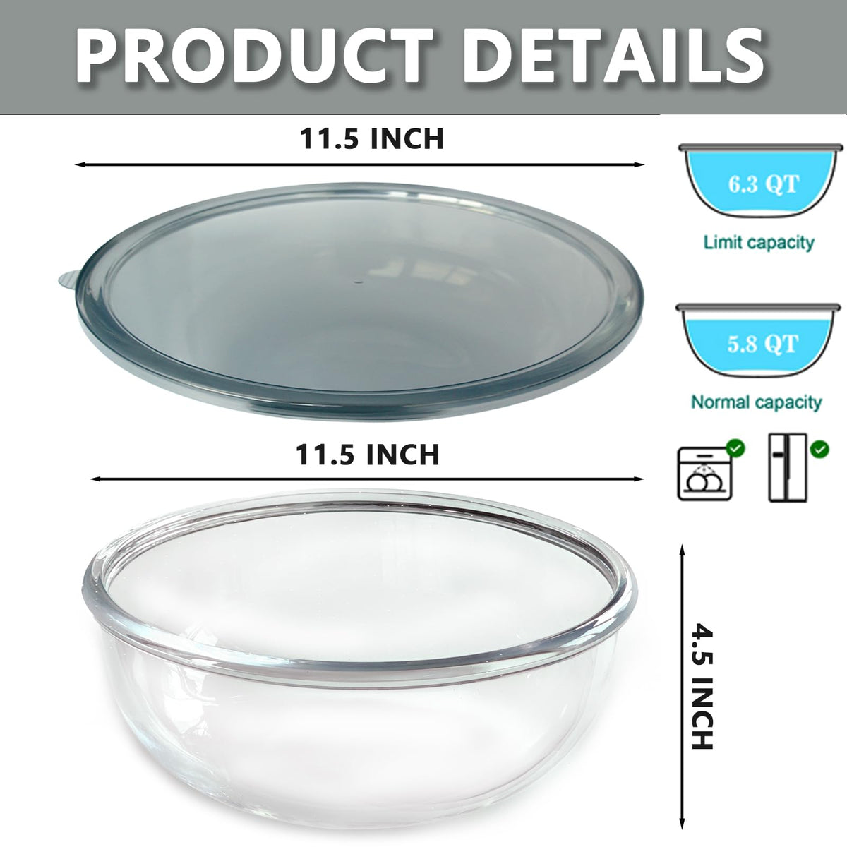 CD HOME thick borosilicate glass bowl edges showing durability