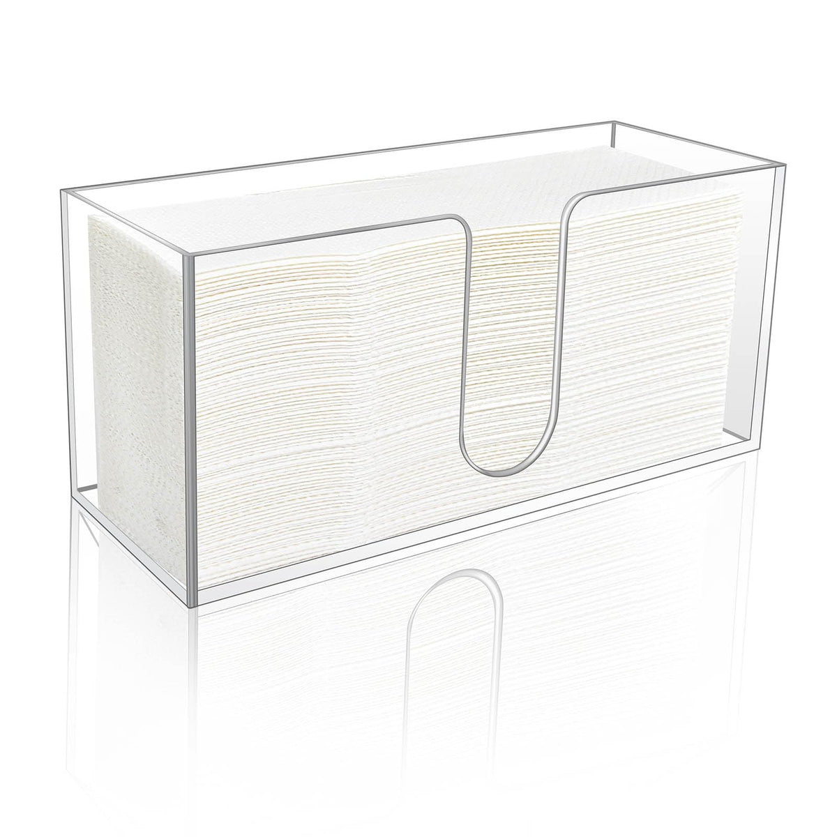 CDIVEFTN 1-pack acrylic paper towel holder frontal view showing clear profile and organization.