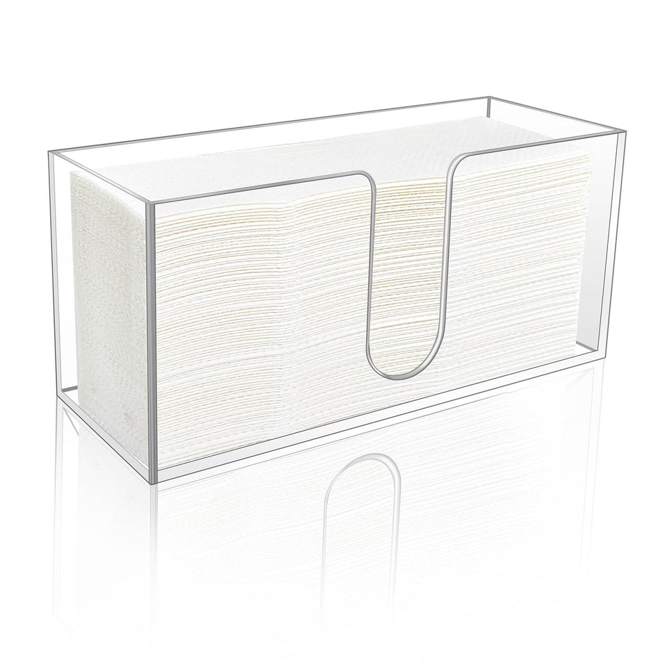 CDIVEFTN 1-pack acrylic paper towel holder frontal view showing clear profile and organization.