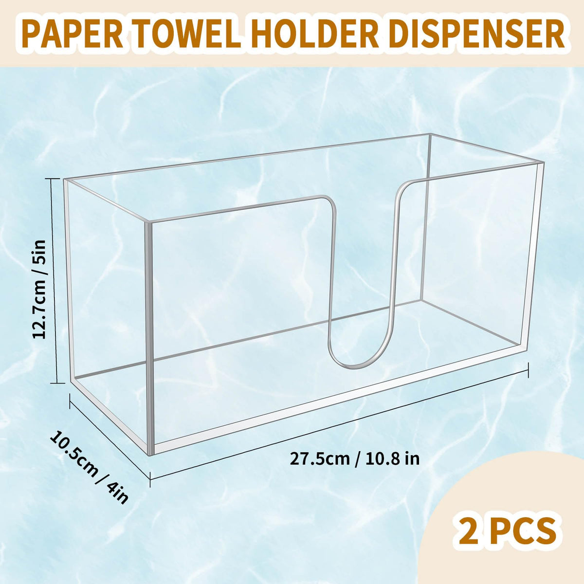 CDIVEFTN acrylic towel dispenser side view highlighting slim counter-friendly silhouette.