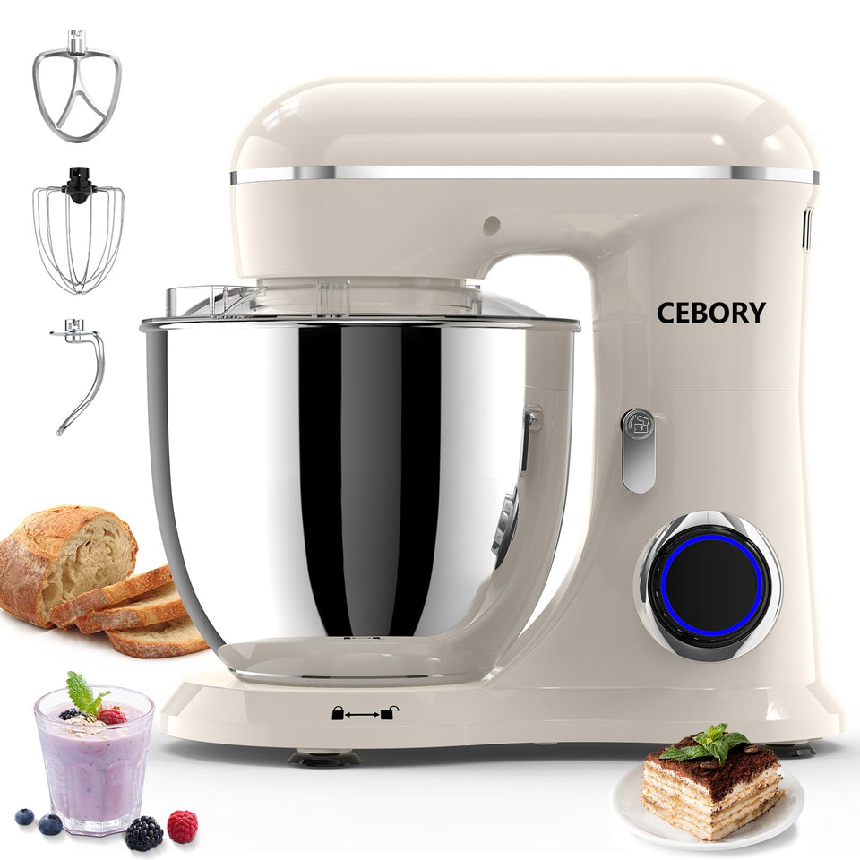 CEBORY 3-in-1 stand mixer with large bowl for versatile baking tasks