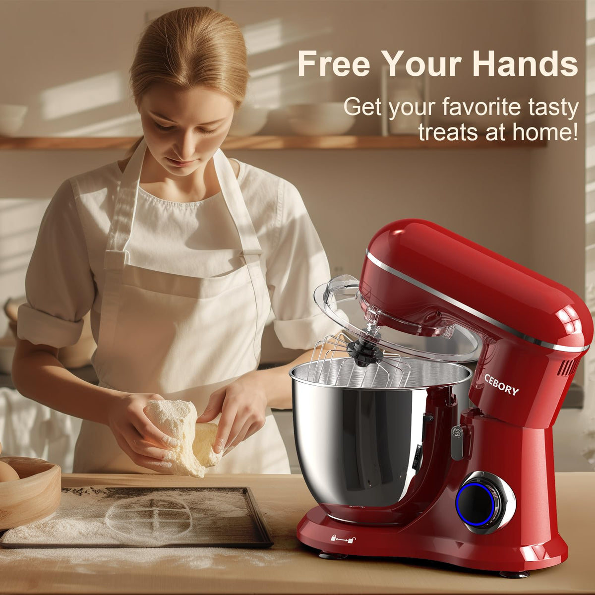 CEBORY red finish adds a vibrant touch to any kitchen