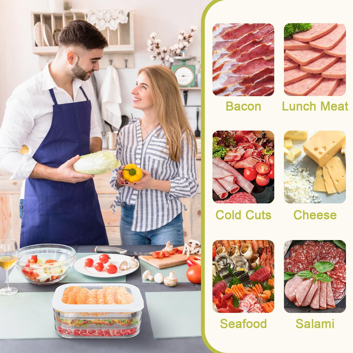Cecnamt three-layer deli container set for organized portioning and fridge space efficiency.