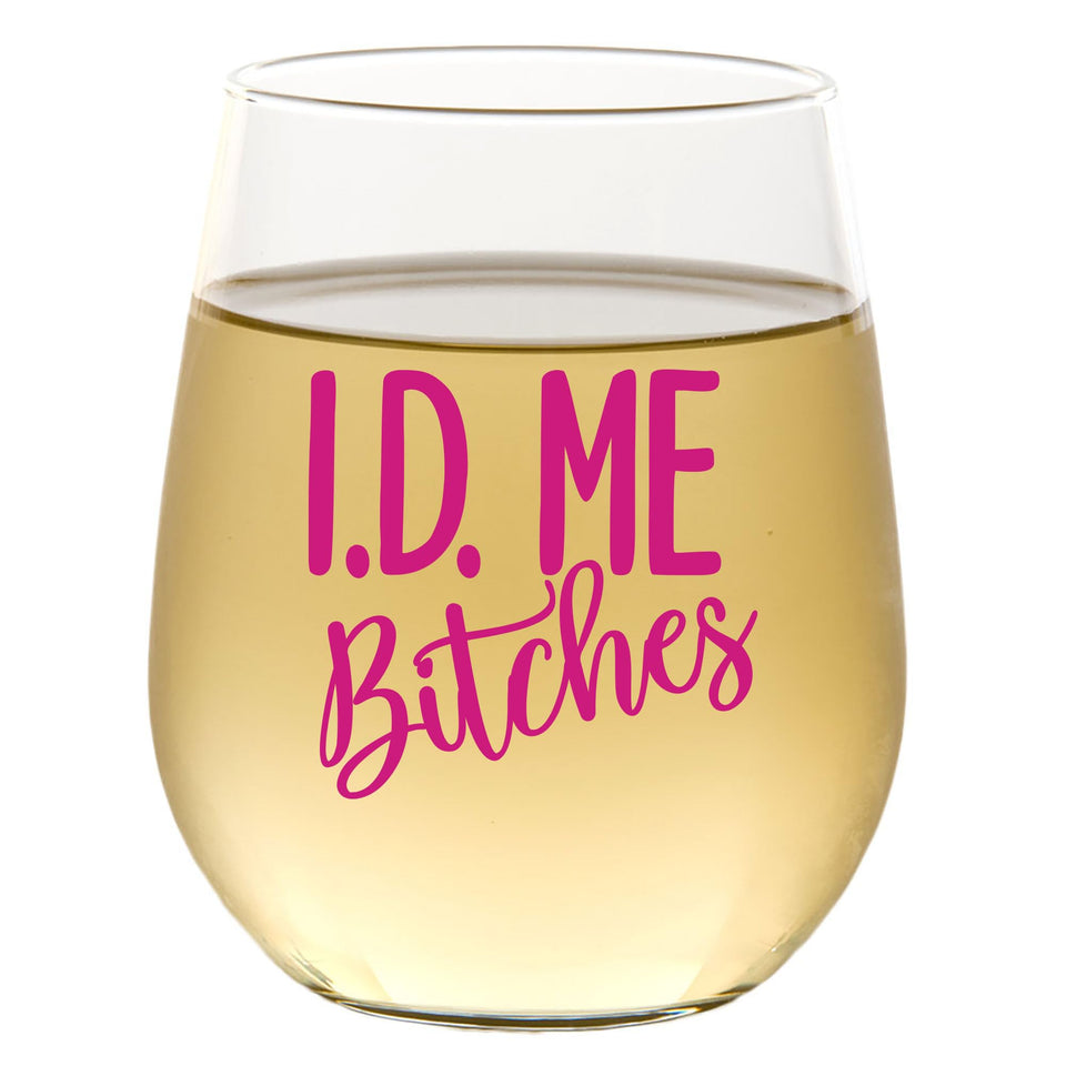 CEDAR CRATE MARKET 21st birthday glass front view, easy-hold stemless design.