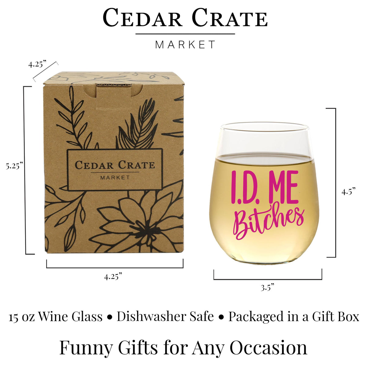 CEDAR CRATE MARKET made-in-USA glass, supporting domestic production.