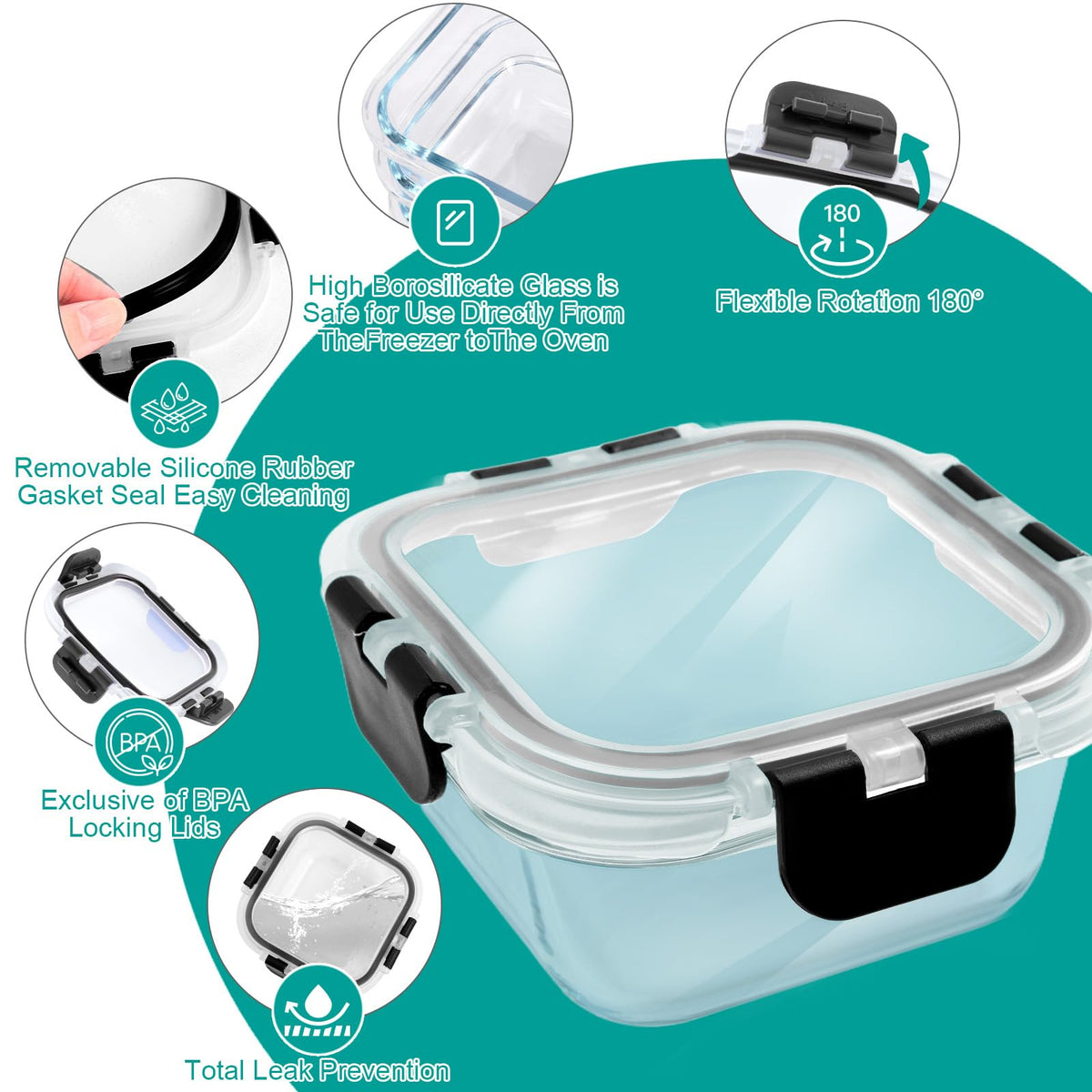 Cedarol four-hinge locking lid provides reliable freshness.