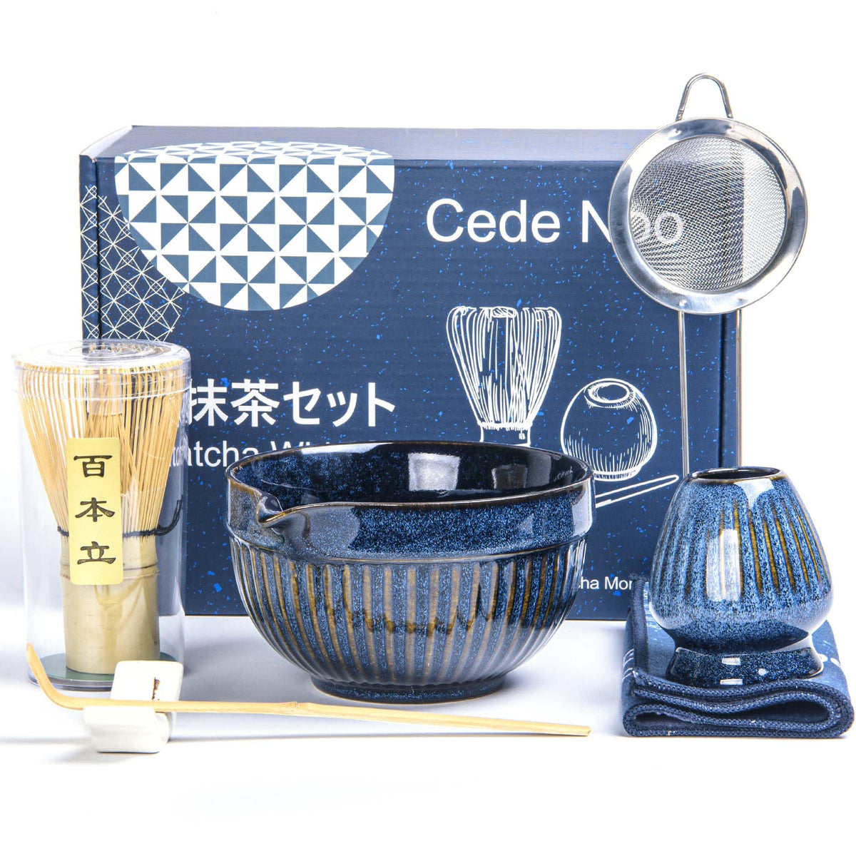 Cede noo navy glaze matcha bowl for a calm brewing ritual.
