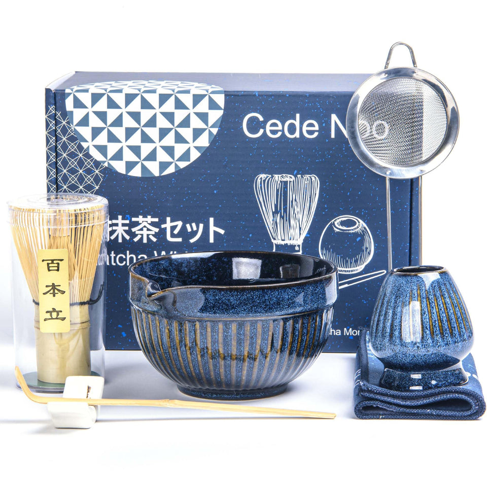 Cede noo navy glaze matcha bowl for a calm brewing ritual.