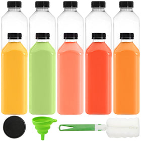 Cedilis 10-pack bottles with black caps for convenient on-the-go juice storage.