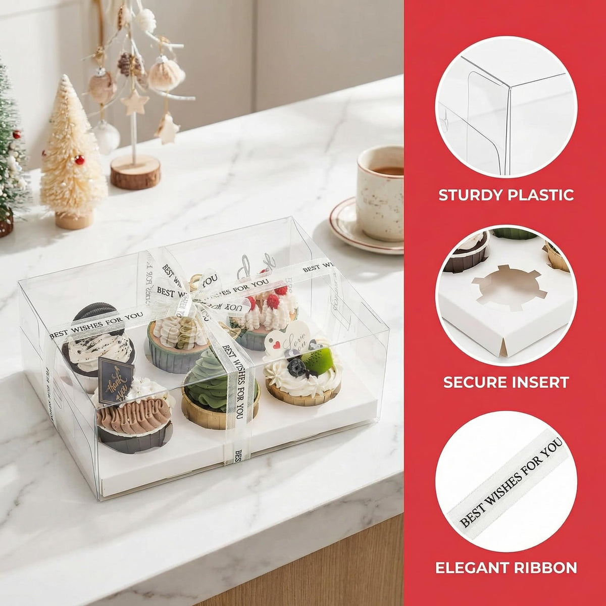 Cedilis BPA-free plastic ensures safe, durable cupcake presentation.