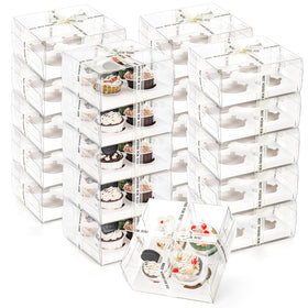 Cedilis clear cupcake boxes with ribbon showcase 20-pack for gifts and party favors