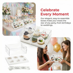 Cedilis 10.5x7.1x4 inch boxes fit standard cupcakes.