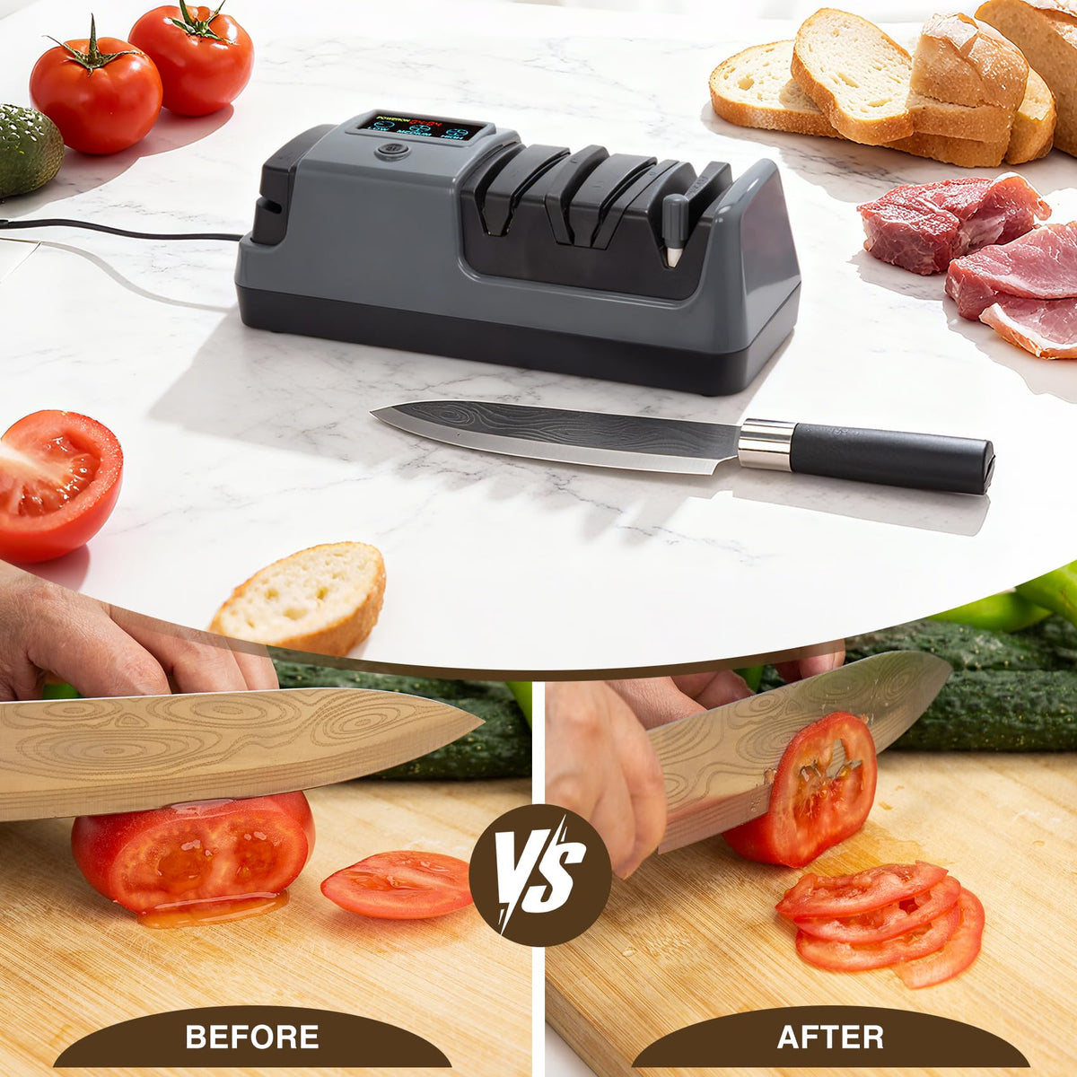 Ceelpeopar 3-stage sharpener ceramic rods for polishing and reshaping blades