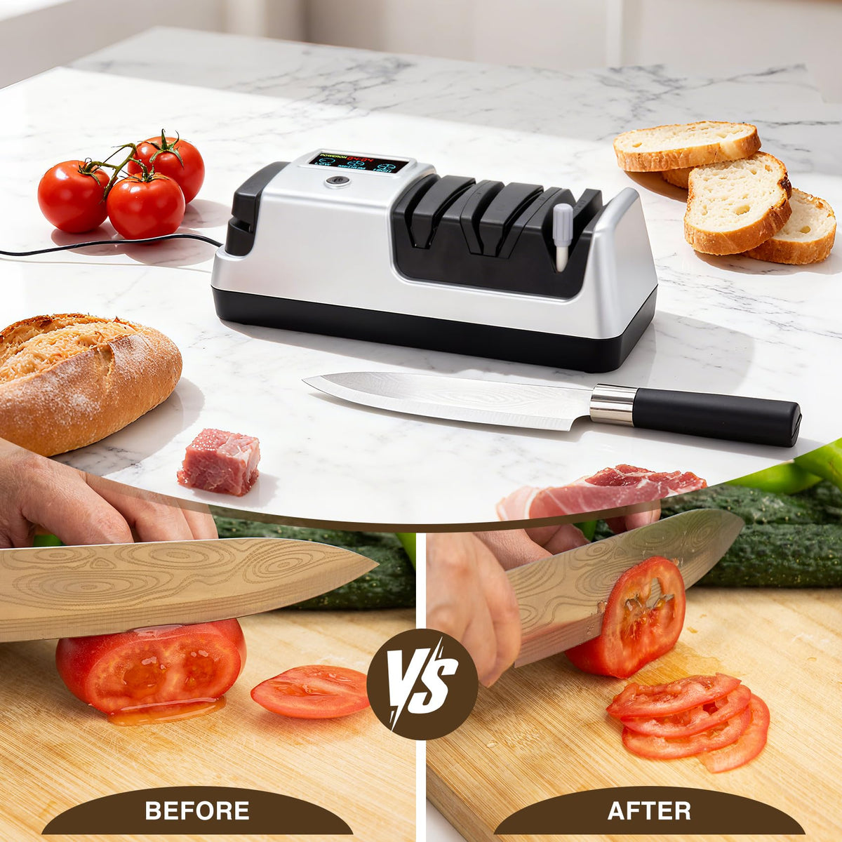 Ceelpeopar Silver ceramic knife slot for delicate blade care