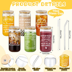 Ceenna glass cup with straw and cleaning brush for easy maintenance
