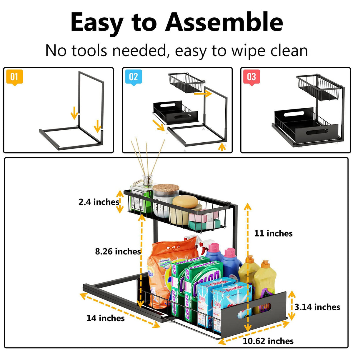 Ceetug under-sink storage with two shelves maximizes cabinet space.
