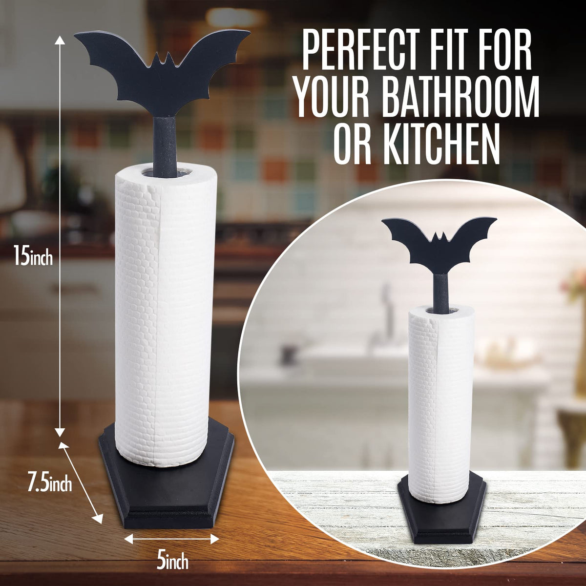 CEFLITECO gothic kitchen stand with bat topper enhances spooky ambiance
