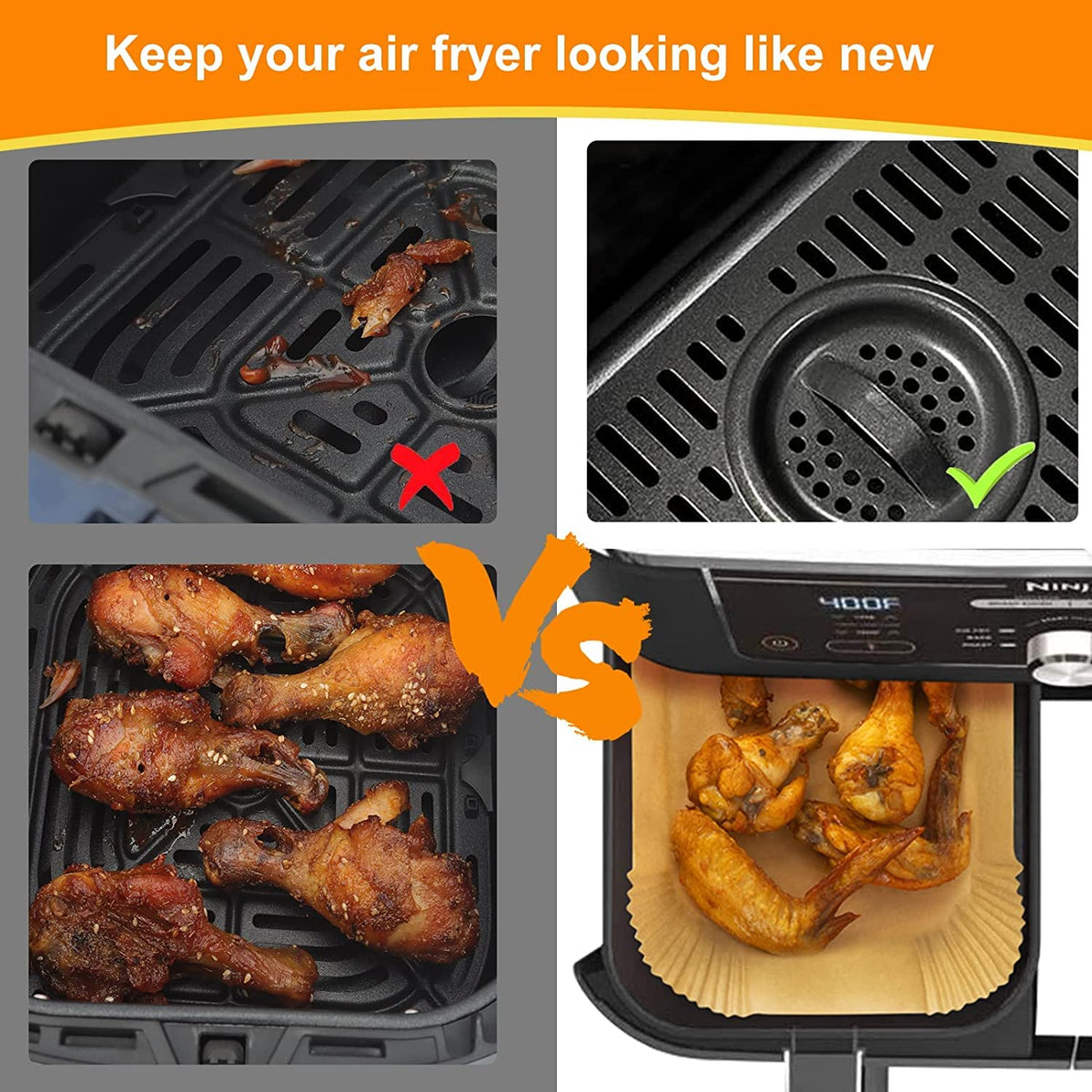 CEGOUT Ninja SL401 doublestack compatible liners for mess-free roasting