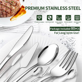 CEKEE 80-piece flatware set salad forks – sleek design that shines at every meal.