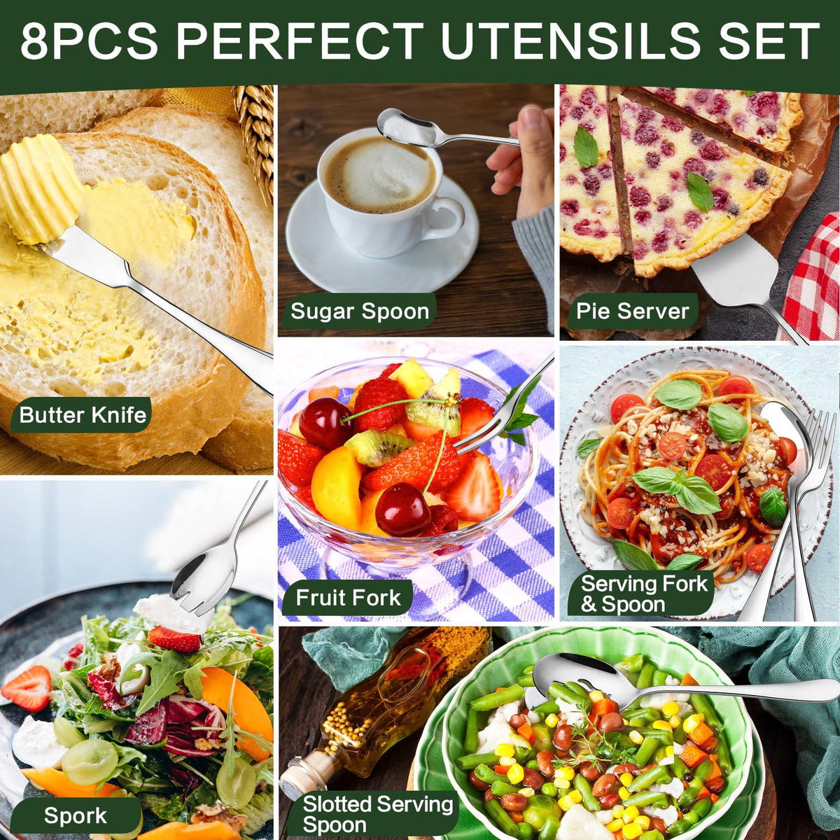 CEKEE serving spoons – 12-piece set adds effortless serving to gatherings.