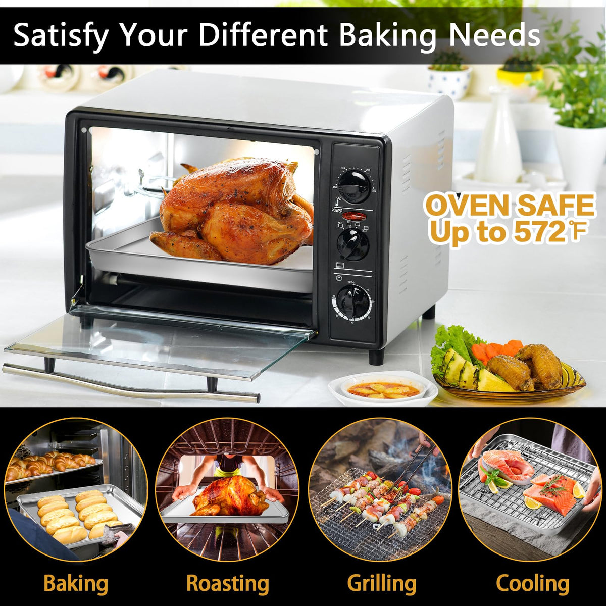 CEKEE complete baking set with durable stainless steel bakeware and racks.