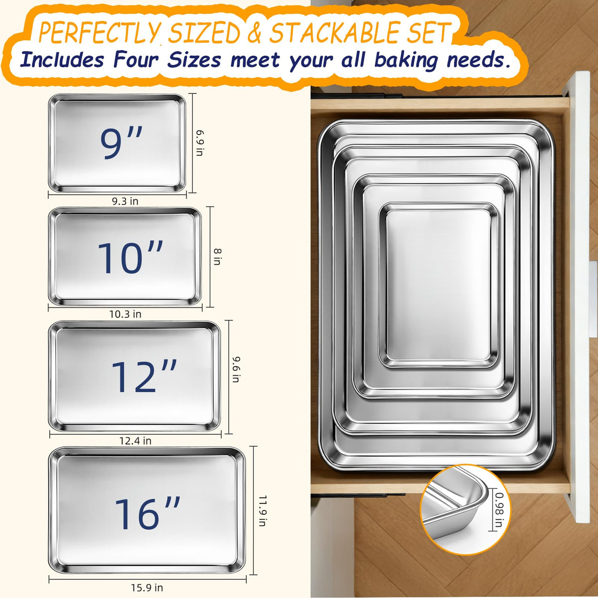 CEKEE 12x10 inch baking sheet great for roasting vegetables and sheet pan meals