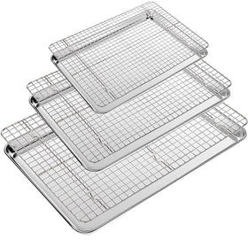 CEKEE large baking sheet with wire rack for even browning and easy food release.