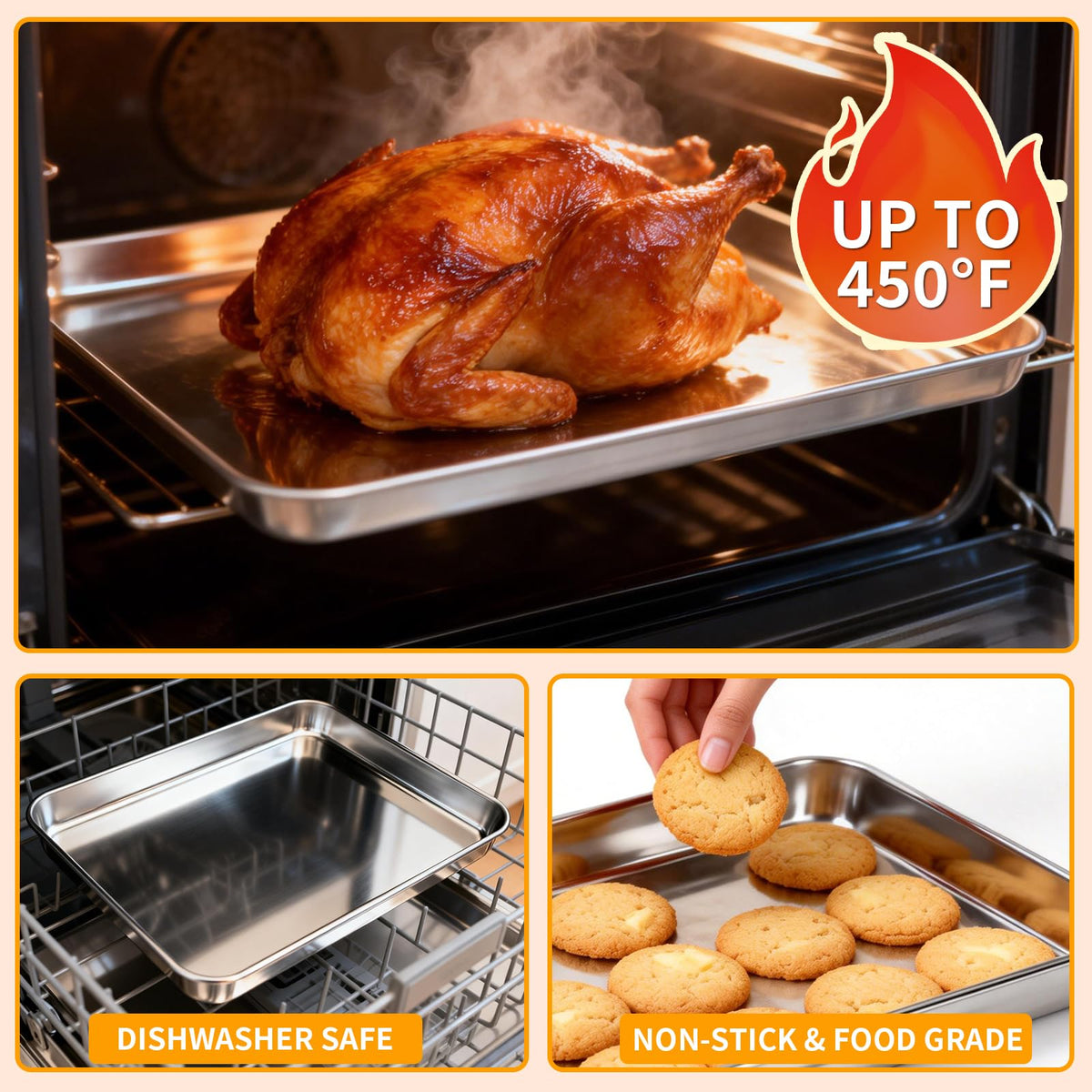 CEKEE mirror-finish baking sheet adding elegant look and easy cleanup