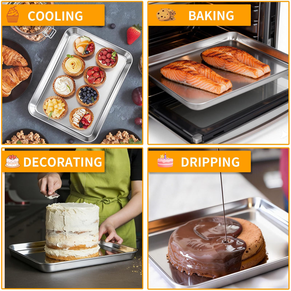 CEKEE rolled-edge baking sheet providing sturdy grip and warp resistance