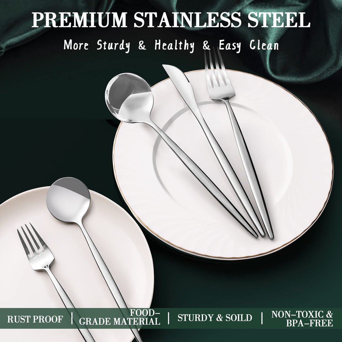 CEKEE dinner knives feature sharp steak-edge for clean slicing